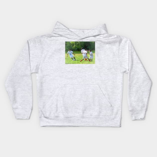 Soccer - Soccer Ball in Play Kids Hoodie by SusanSavad